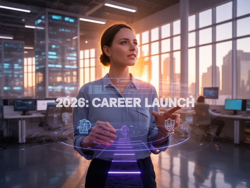 Woman operating hologram